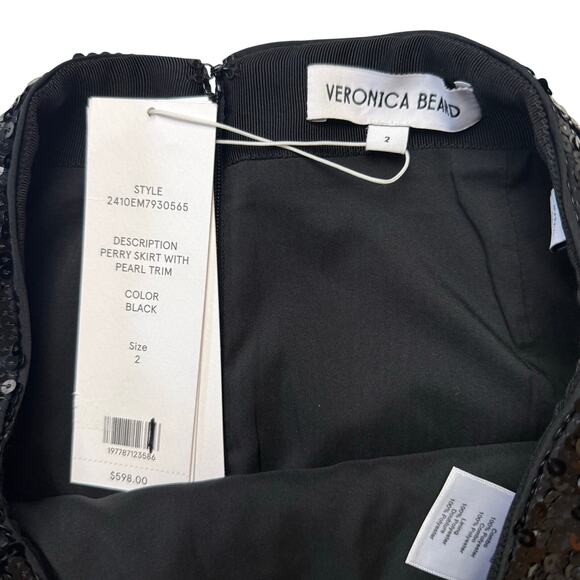 VERONICA BEARD Perry Sequin Skirt with Pearl Trim - Picture 11 of 12